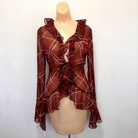 Asos Womens Sheer Brown Top Size 4 - Picture 1 of 8